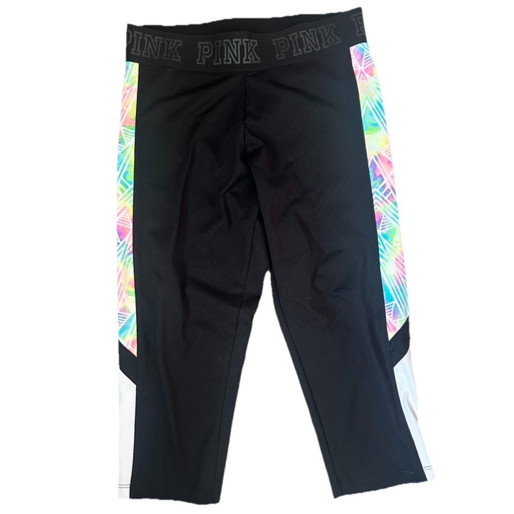 PINK Victoria's Secret Black Leggings with Colorful Pattern - Picture 2 of 5